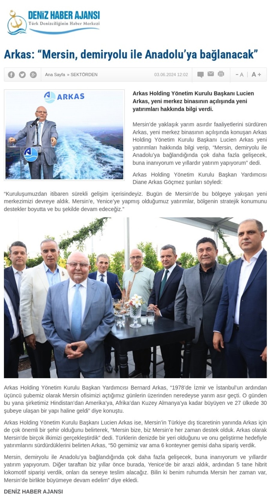 Arkas: “Mersin, demiryolu ile Anadolu’ya bağlanacak”