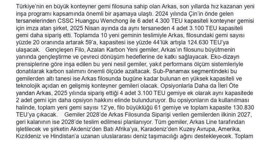 Arkas’tan 560 Milyon Dolarlık Yatırım