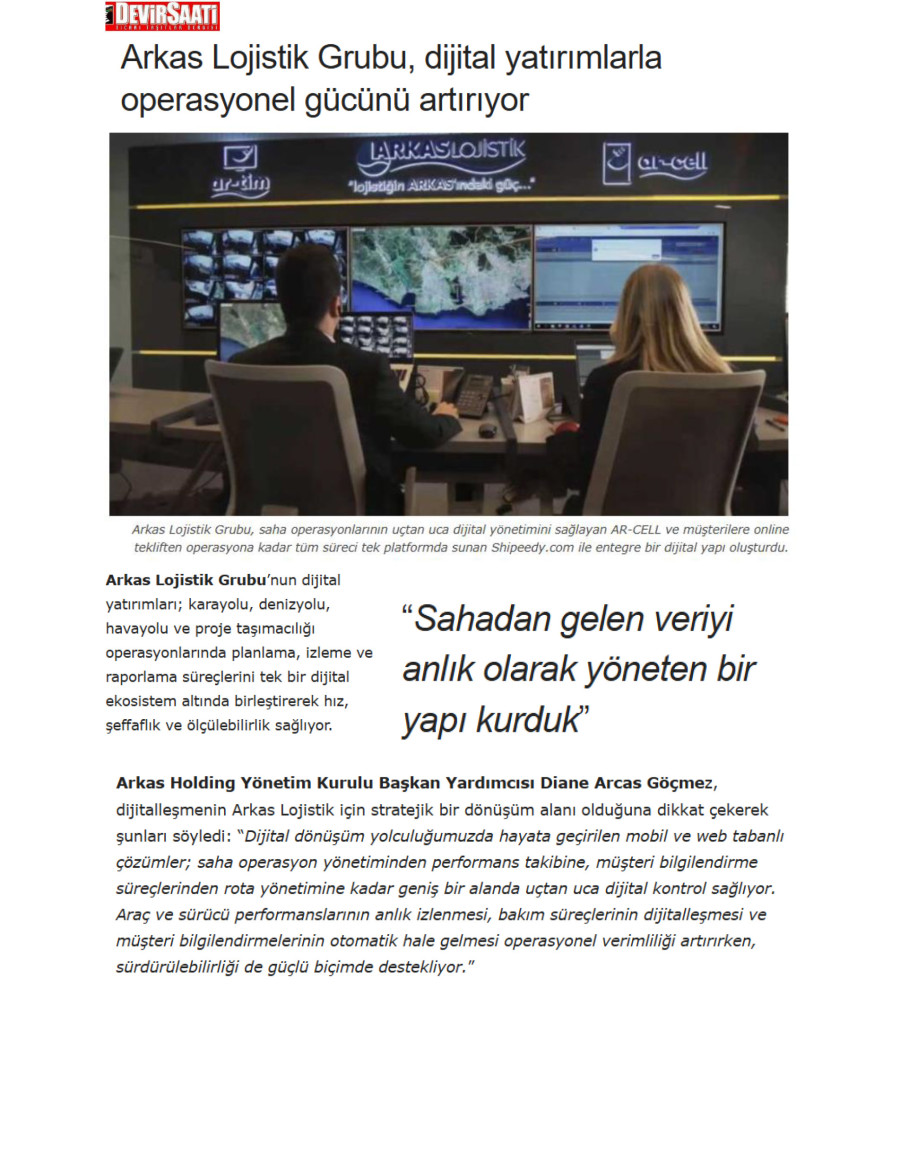 Arkas Lojistik, Dijital Yatırımlarla Operasyonel Gücünü Destekliyor