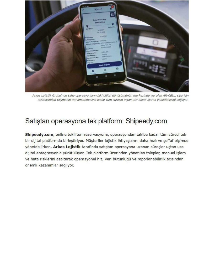 Arkas Lojistik, Dijital Yatırımlarla Operasyonel Gücünü Destekliyor