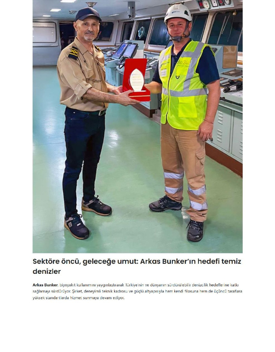 Arkas Bunker’dan Statü Denizcilik’e Çevreci Biyoyakıt İkmali