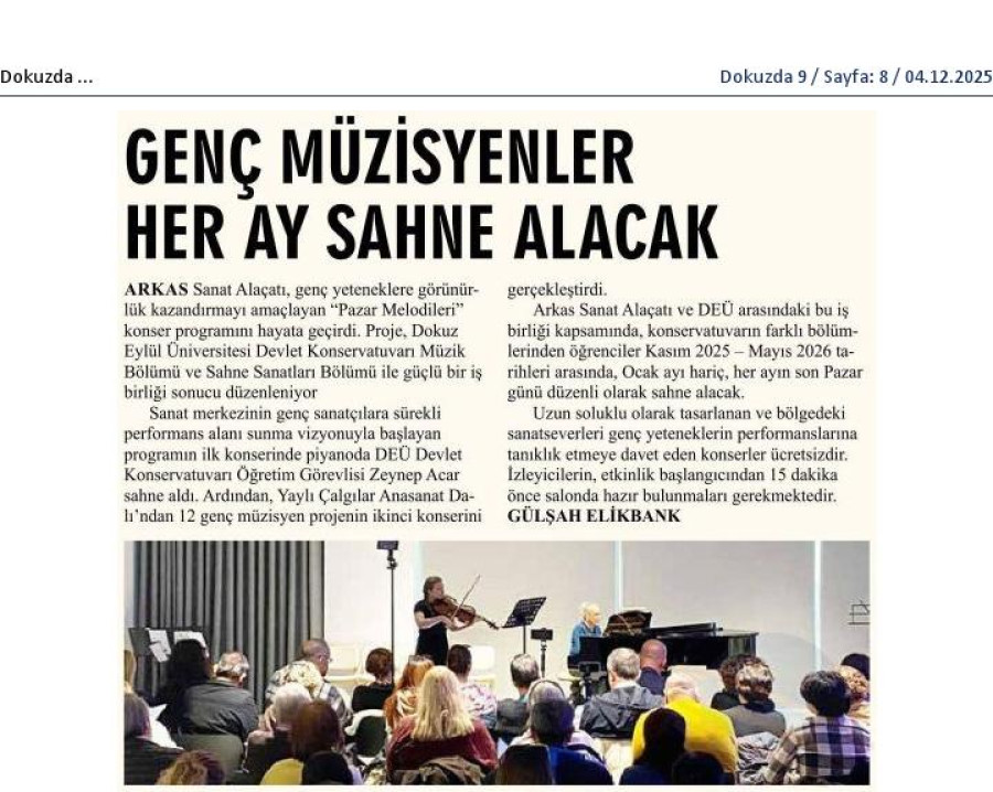 Genç Müzisyenler Her Ay Sahne Alacak