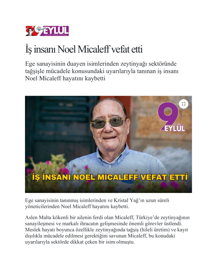 İş İnsanı Noel Micaleff Vefat Etti