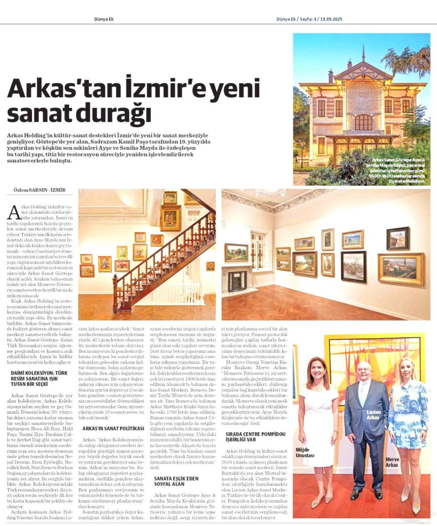 Arkas'tan İzmir'e Yeni Sanat Durağı