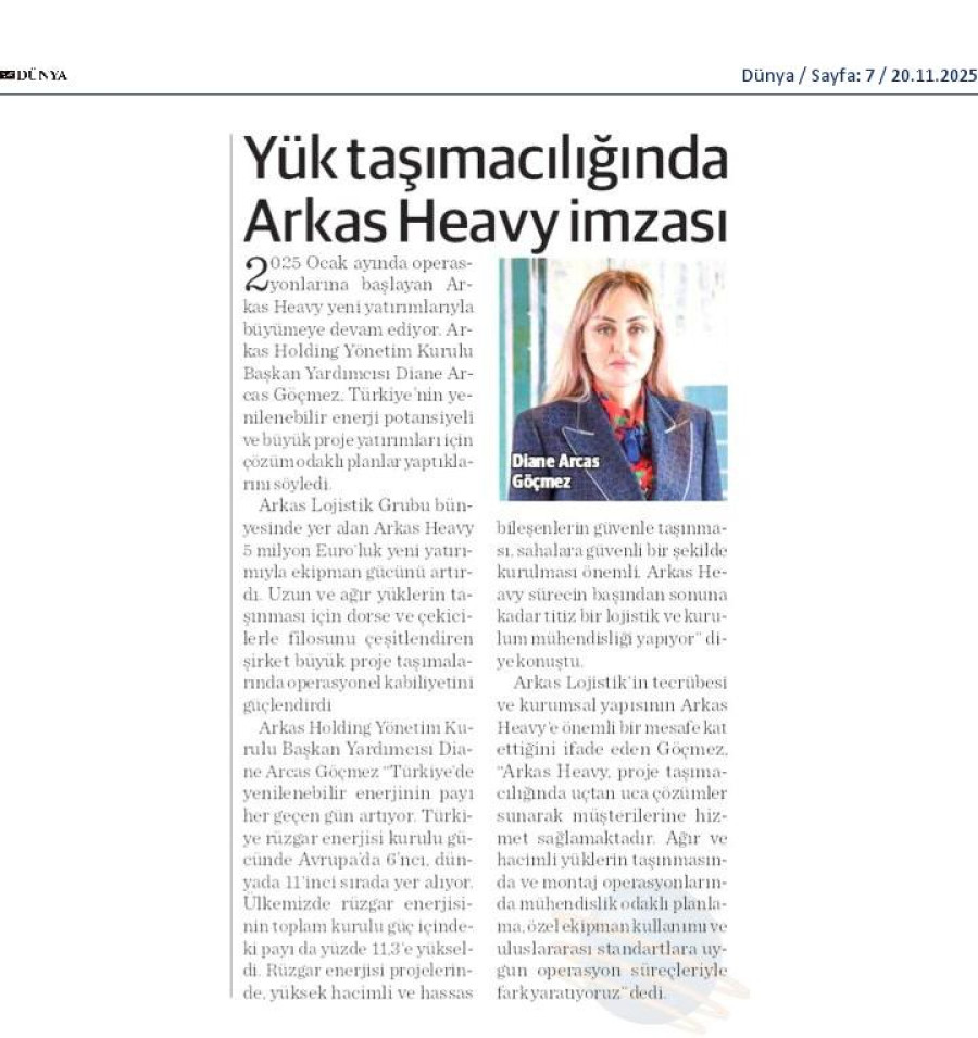 Yük Taşımacılığında Arkas Heavy İmzası