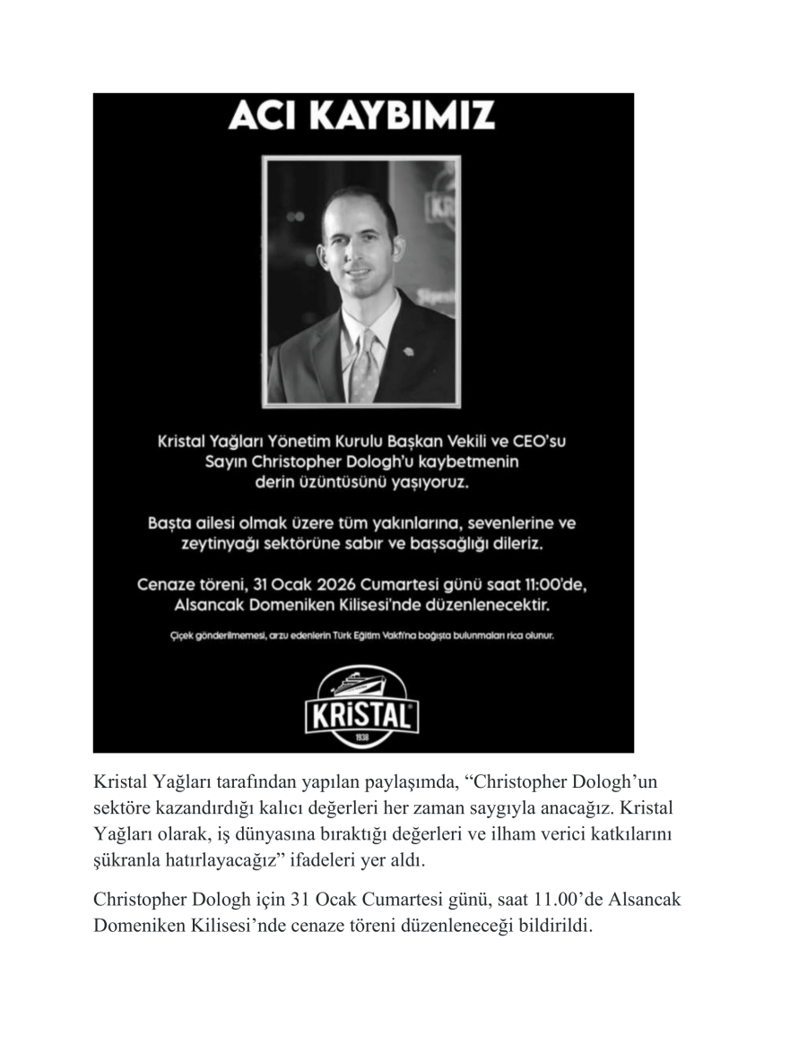 Kristal Yağları CEO'su Hayatını Kaybetti