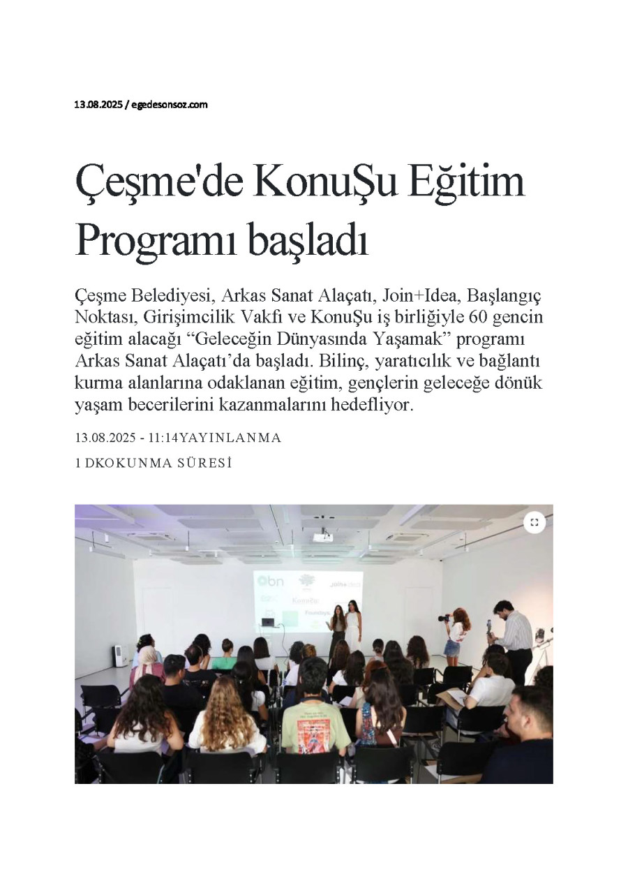 Çeşme'de KonuŞu Eğitim Programı Başladı