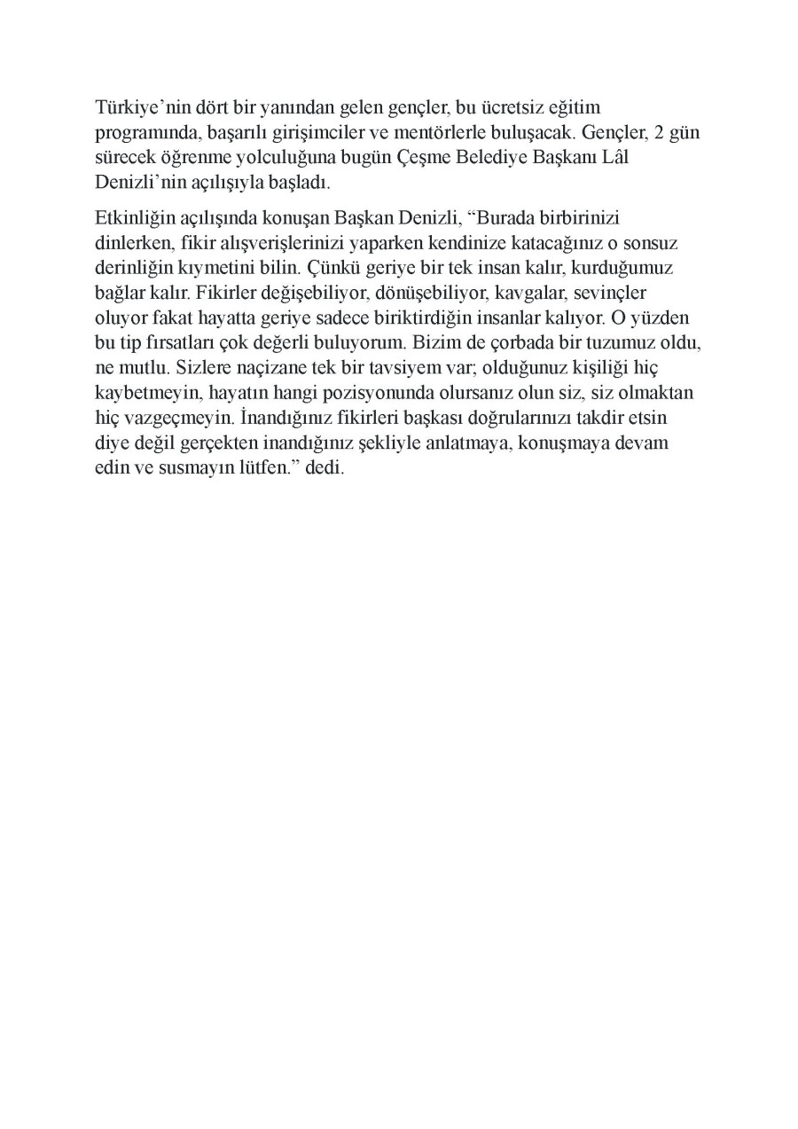 Çeşme'de KonuŞu Eğitim Programı Başladı