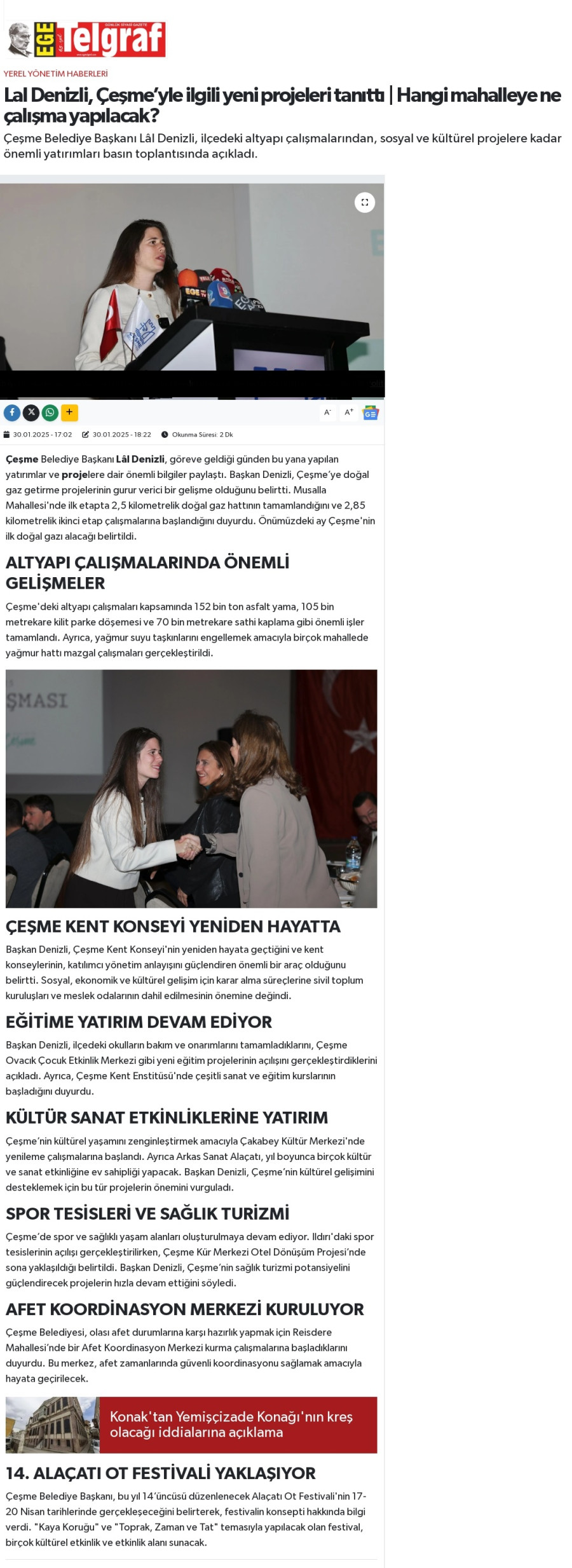 Lal Denizli, Çeşme’yle ilgili yeni projeleri tanıttı