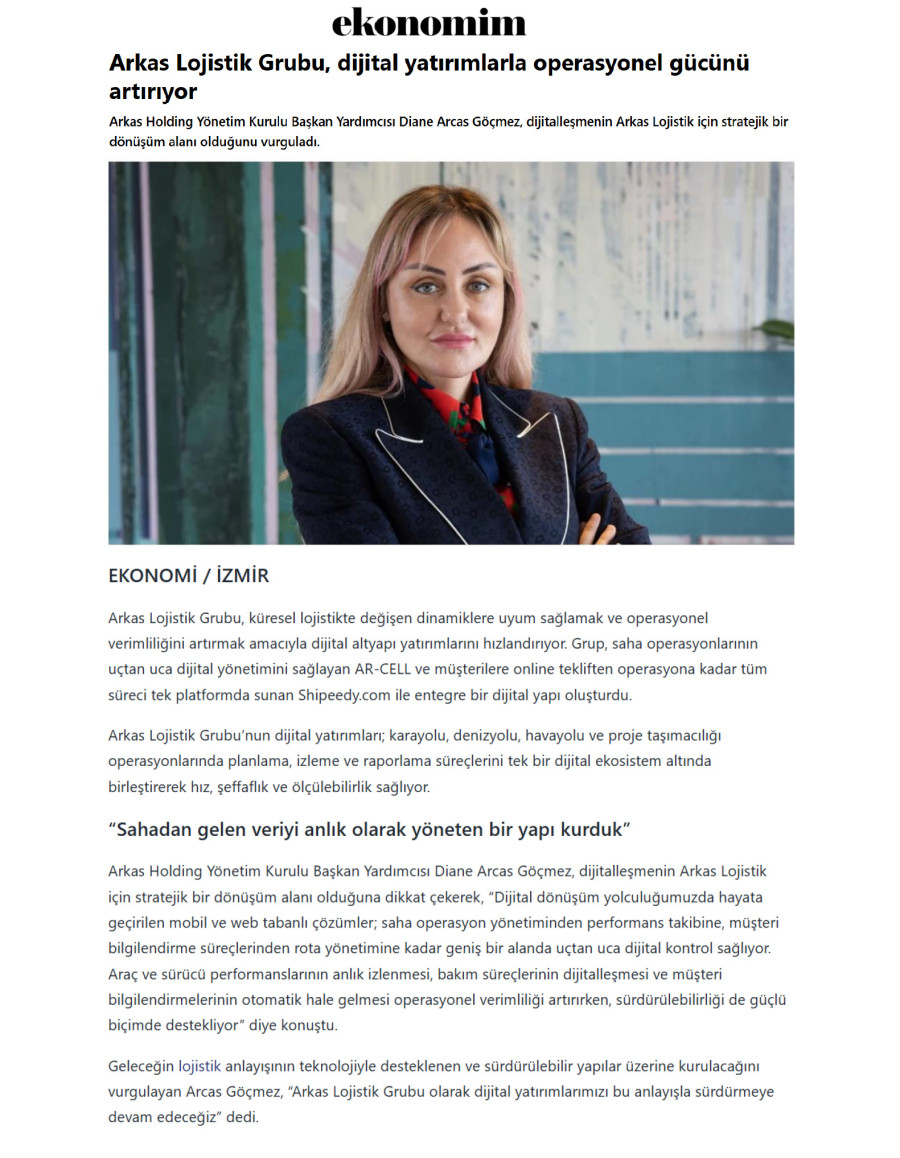 Arkas Lojistik Grubu, Dijital Yatırımlarla Operasyonel Gücünü Artırıyor