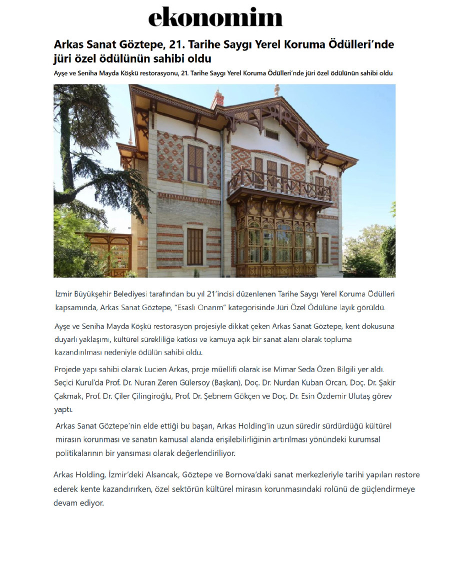Arkas Sanat Göztepe, Jüri Özel Ödülünün Sahibi oldu