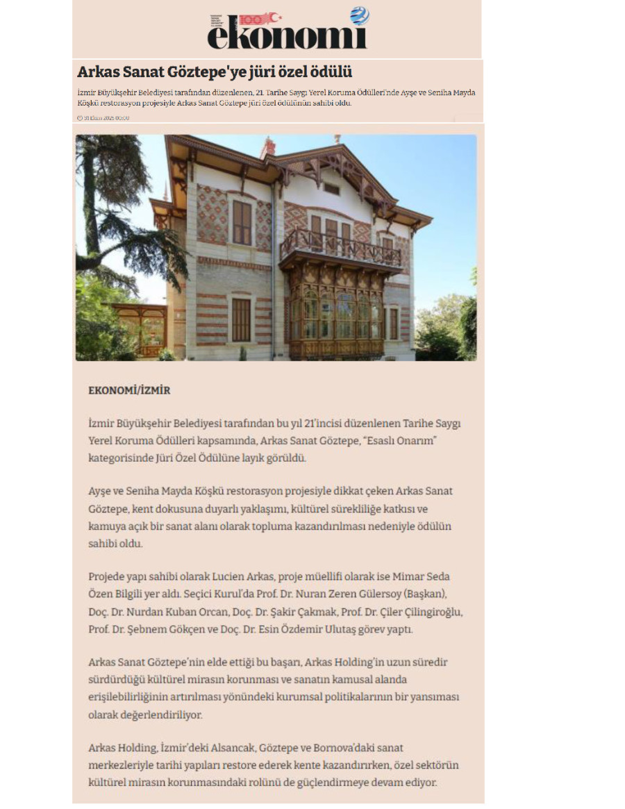 Arkas Sanat Göztepe'ye Jüri Özel Ödülü