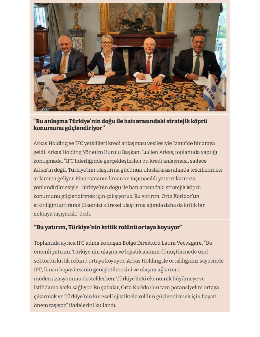 Arkas’a 335 Milyon Dolarlık Sendikasyon Kredisi