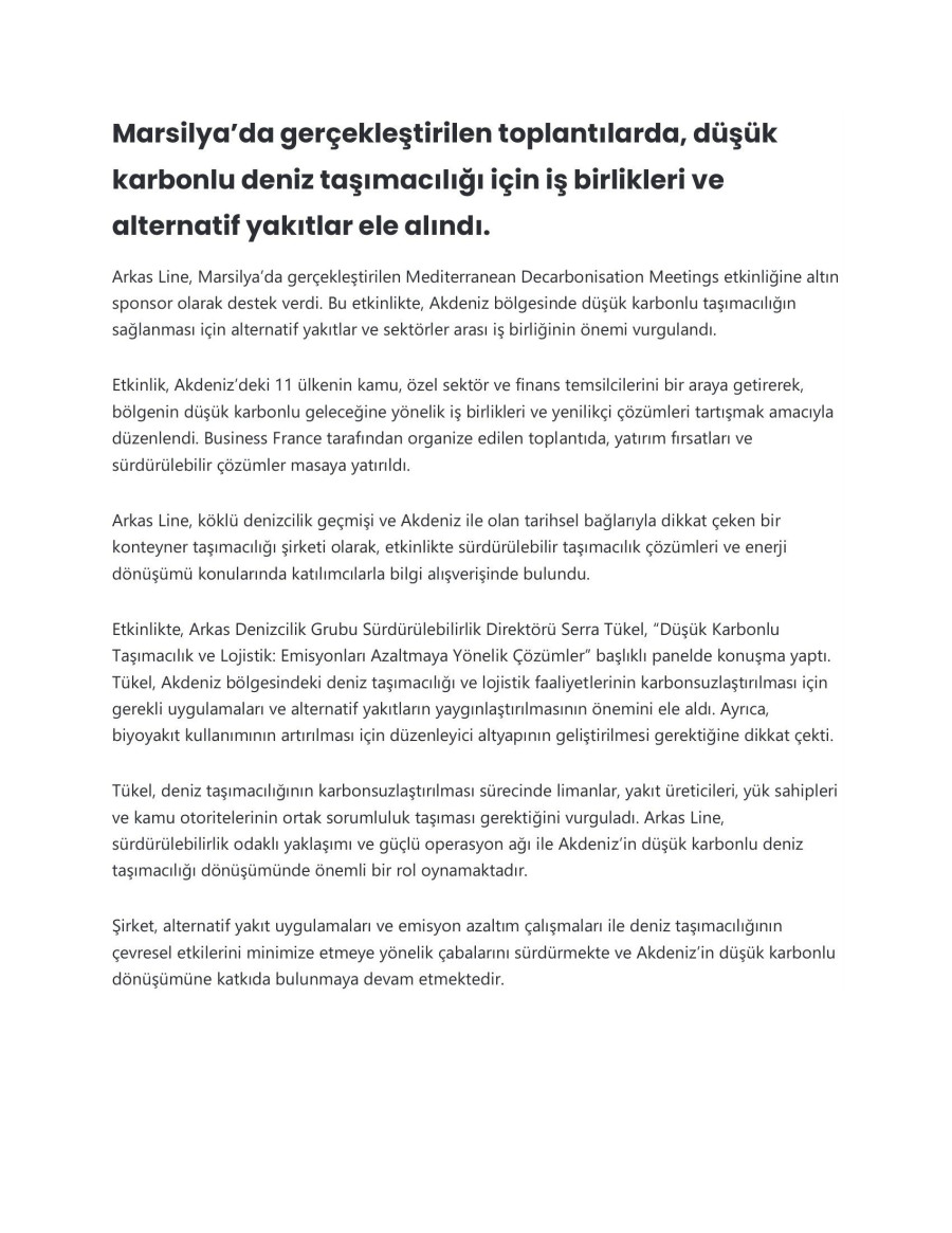 Marsilya’da Düşük Karbonlu Deniz  Taşımacılığı Toplantıları Yapıldı 