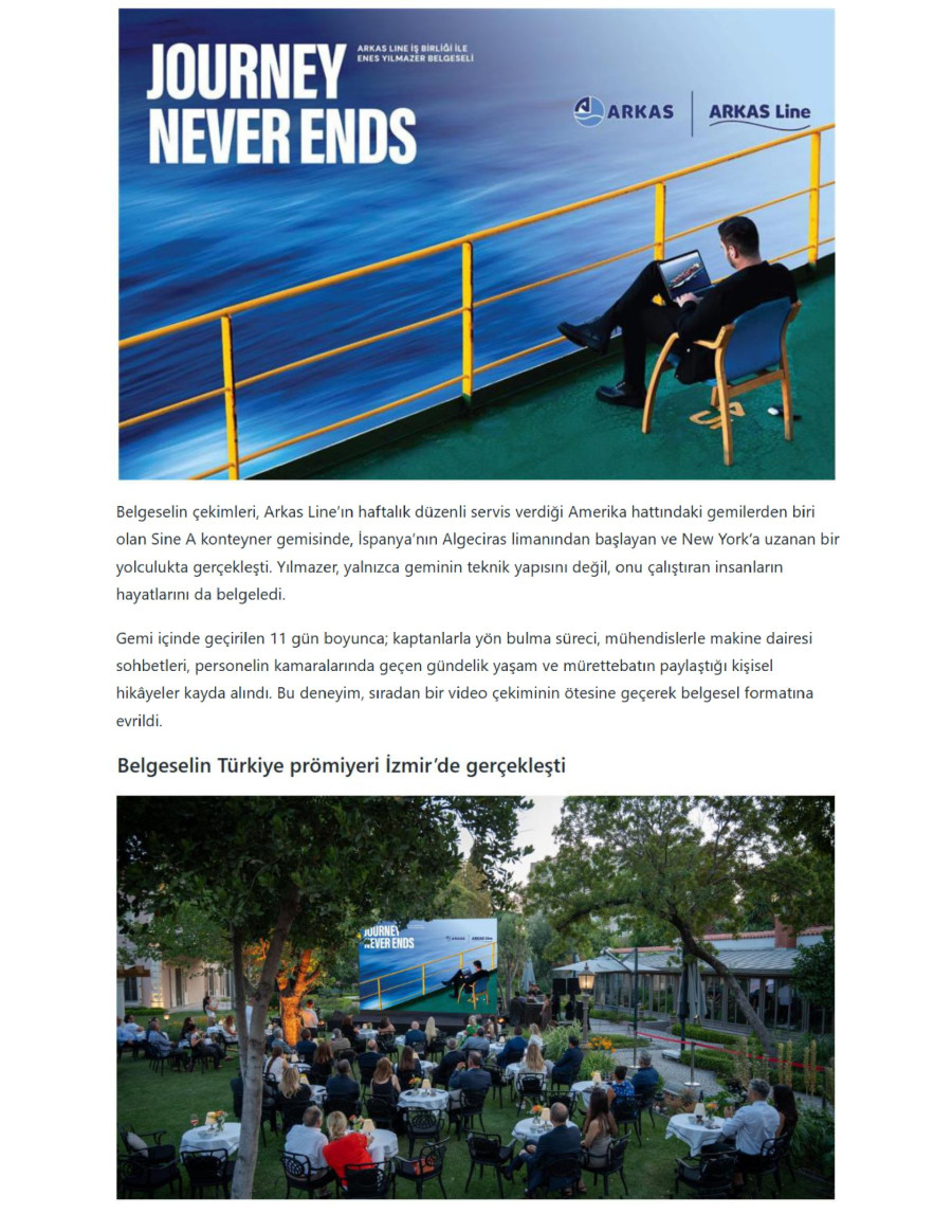 Journey Never Ends: Arkas Line Ve Enes Yılmazer’den Atlantik’e Yolculuk