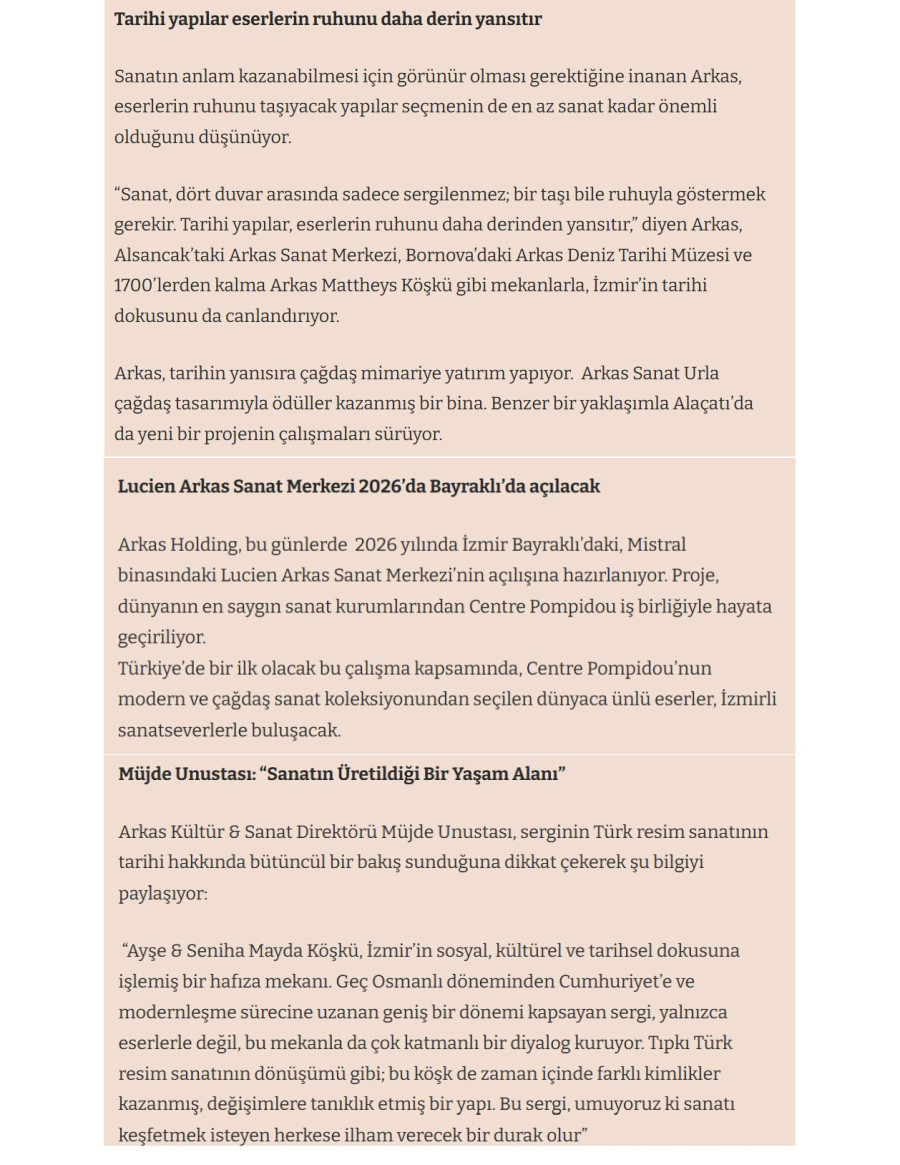 Arkas İzmir’in Kültür Sanat  Merkezi Olması İçin Yatırımlarına Devam Ediyor 