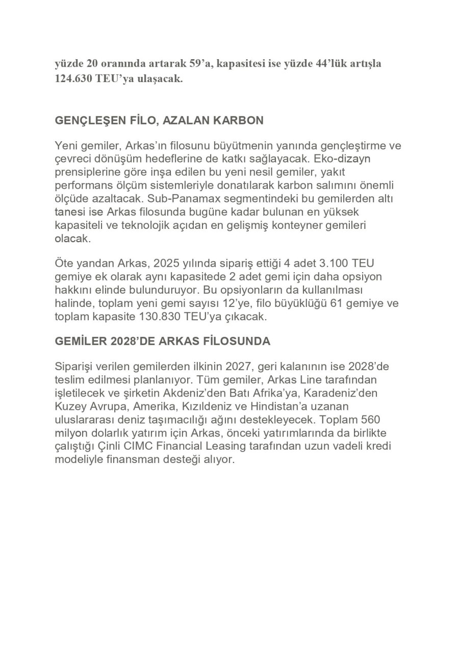Arkas'tan 560 Milyon Dolarlık Yatırım