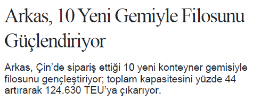 Arkas, 10 Yeni Gemiyle Filosunu Güçlendiriyor
