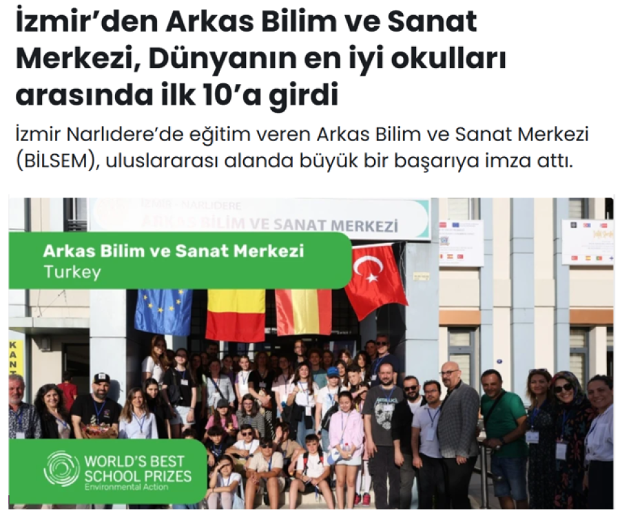 İzmir'den Arkas Bilim Ve Sanat Merkezi, Dünyanın En İyi Okulları Arasında İlk 10'a Girdi