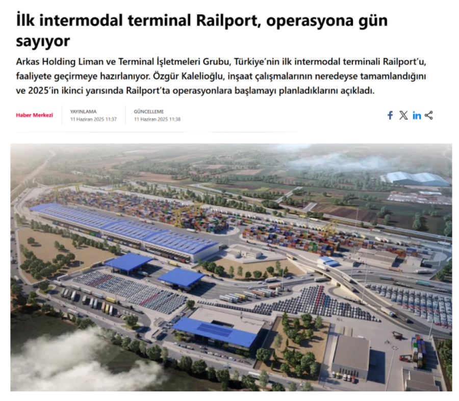 İlk İntermodal Terminal Railport, Operasyona Gün Sayıyor