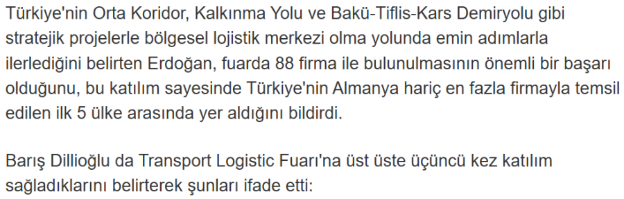 Türkiye, Almanya'da Düzenlenen Transport Logistic 2025 Fuarında Temsil Edildi