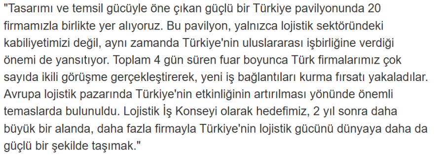 Türkiye, Almanya'da Düzenlenen Transport Logistic 2025 Fuarında Temsil Edildi