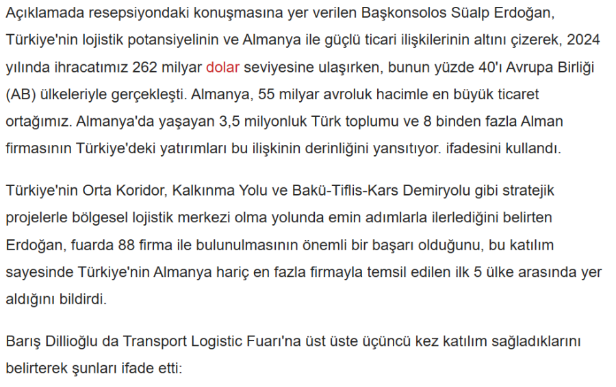 DEİK Lojistik İş Konseyi, Transport Logistic 2025 Fuarında Milli Pavilyon Kurdu