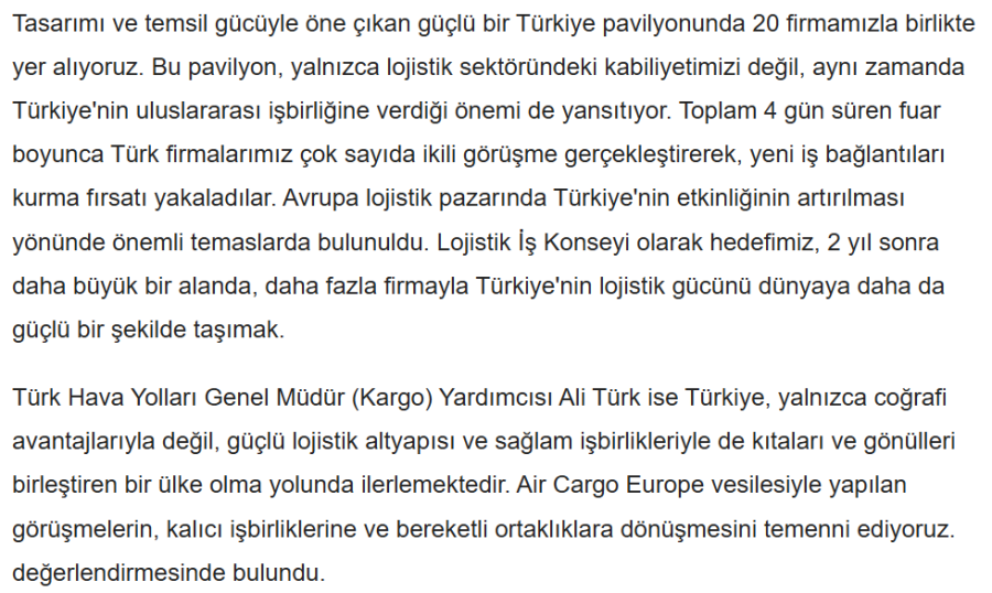 DEİK Lojistik İş Konseyi, Transport Logistic 2025 Fuarında Milli Pavilyon Kurdu