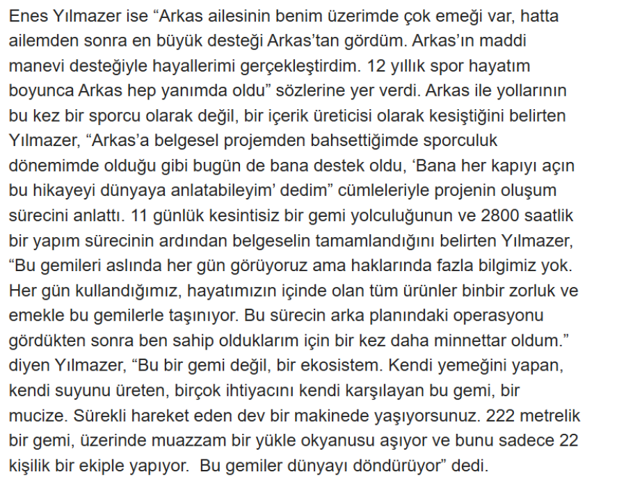 Arkas Line ve Enes Yılmazer’den Atlantik’in Kalbinde Sıra Dışı Bir Yolculuk 