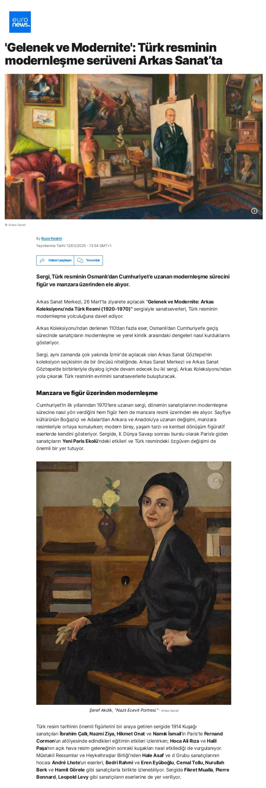 'Gelenek ve Modernite': Türk resminin modernleşme serüveni Arkas Sanat’ta
