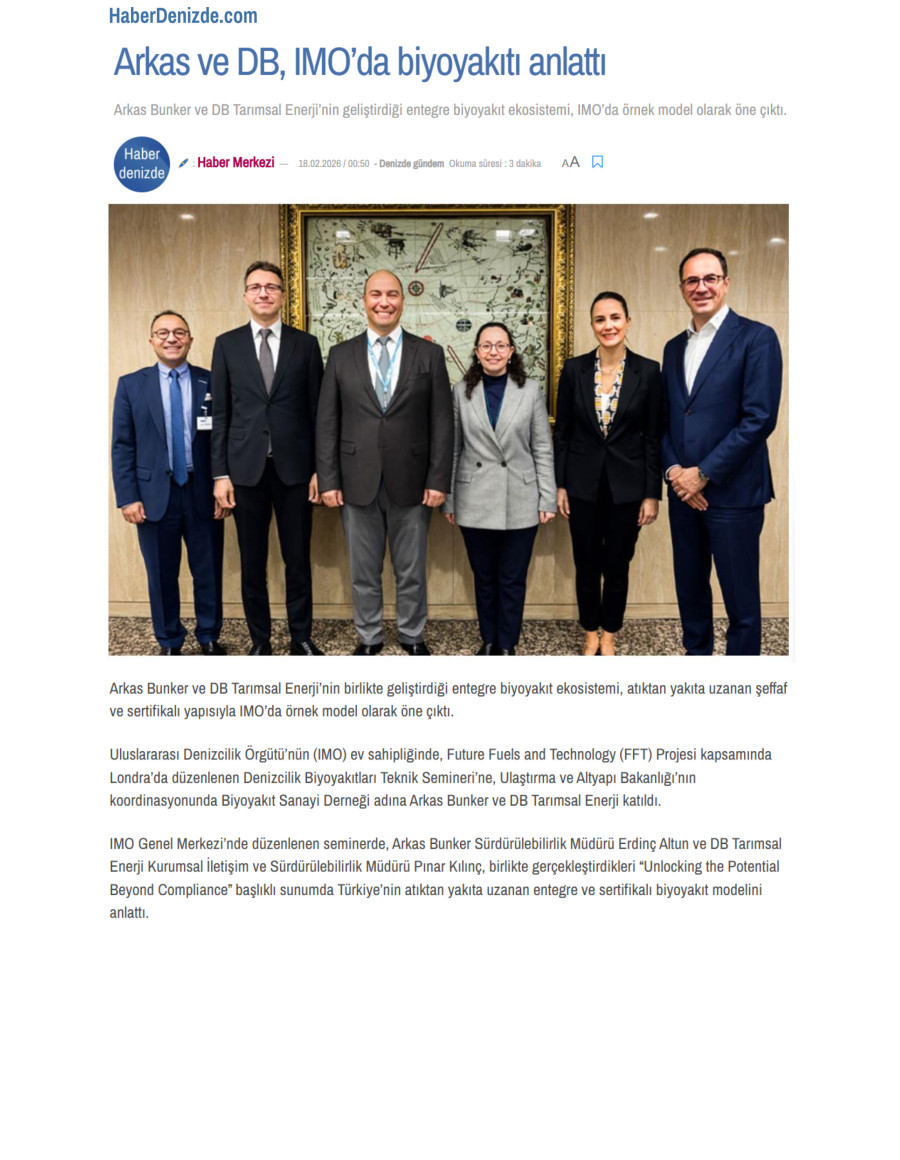 Arkas ve DB, IMO'da Biyoyakıtı Anlattı