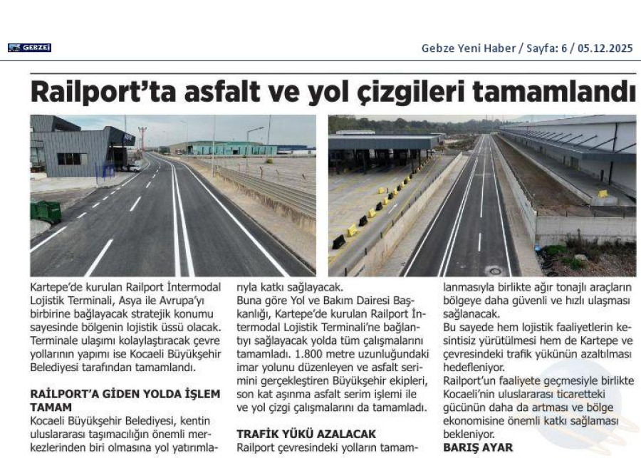 Railport'ta Asfalt Ve Yol Çizgileri Tamamlandı