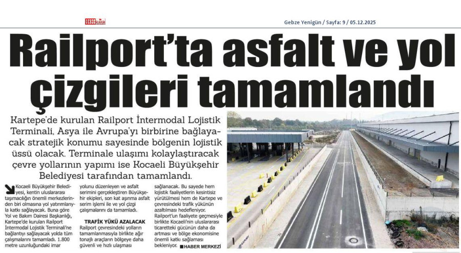 Railport'ta Asfalt Ve Yol Çizgileri Tamamlandı