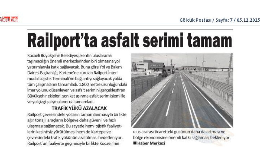 Railport'ta Asfalt Serimi Tamam
