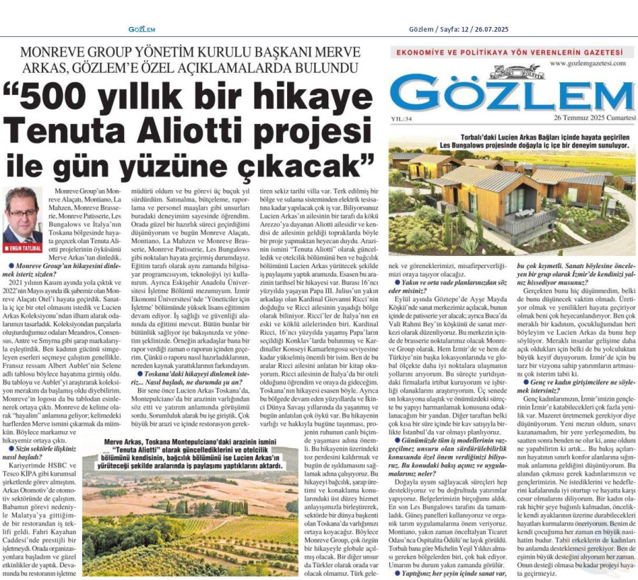500 Yıllık Bir Hikaye, Tenuta Aliotti Projesi İle Gün Yüzüne Çıkacak