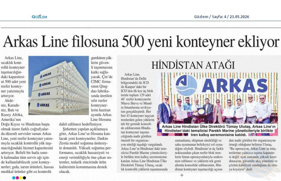 Arkas Line Filosuna 500 Yeni Konteyner Ekliyor