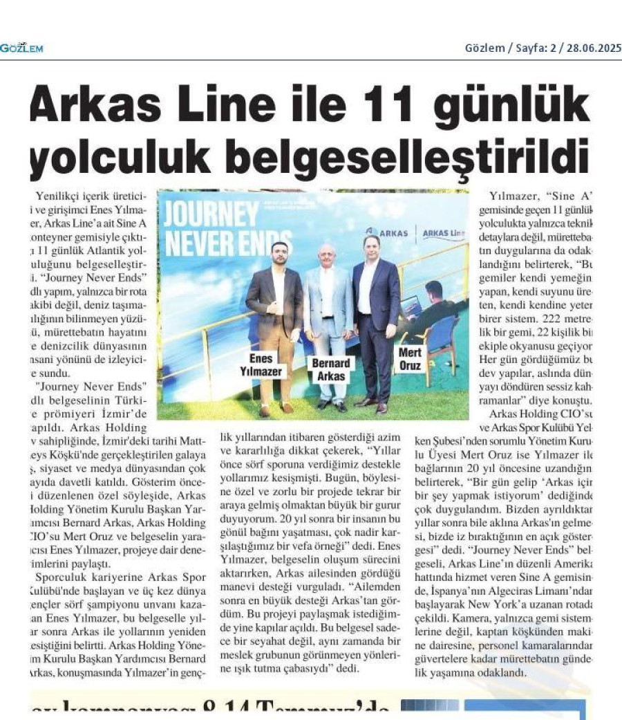 Arkas Line İle 11 Günlük Yolculuk Belgeselleştirildi