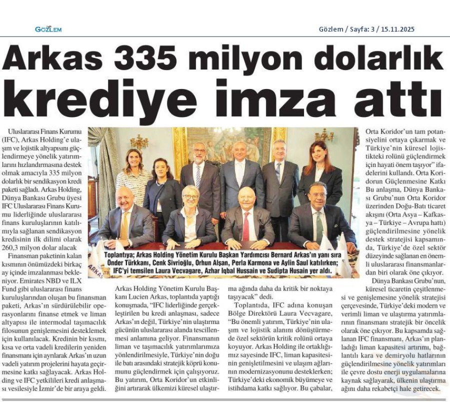 Arkas 335 Milyon Dolarlık Krediye İmza Attı