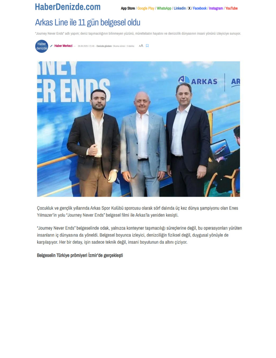Arkas Line İle 11 Gün Belgesel Oldu