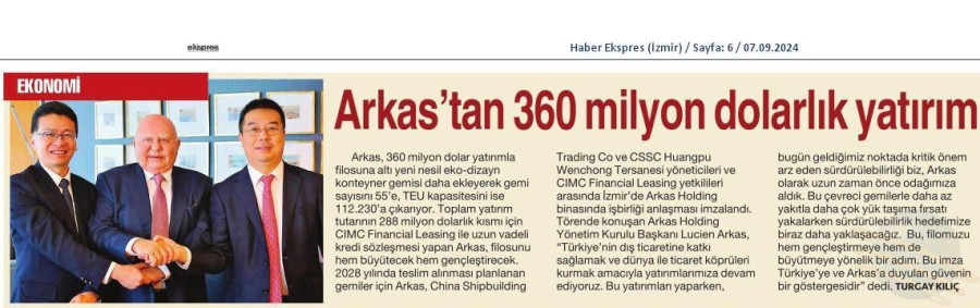 Arkas'tan 360 Milyon Dolarlık Yatırım