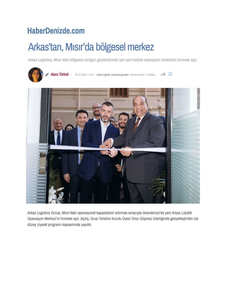 Arkas'tan Mısır'da Bölgesel Merkez