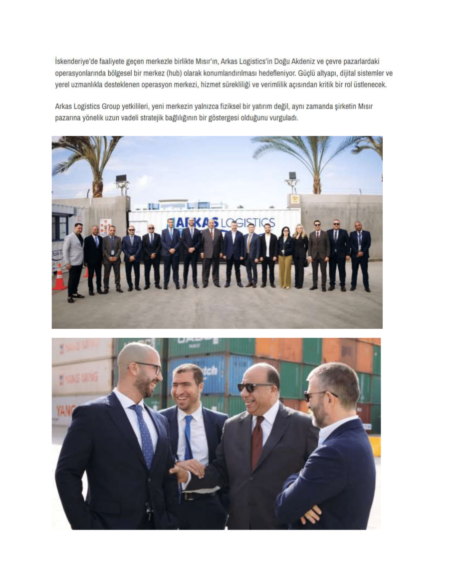 Arkas'tan Mısır'da Bölgesel Merkez