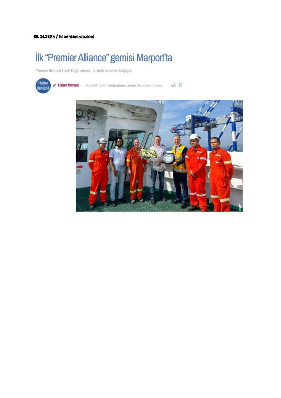 İlk Premier Alliance gemisi Marport'ta