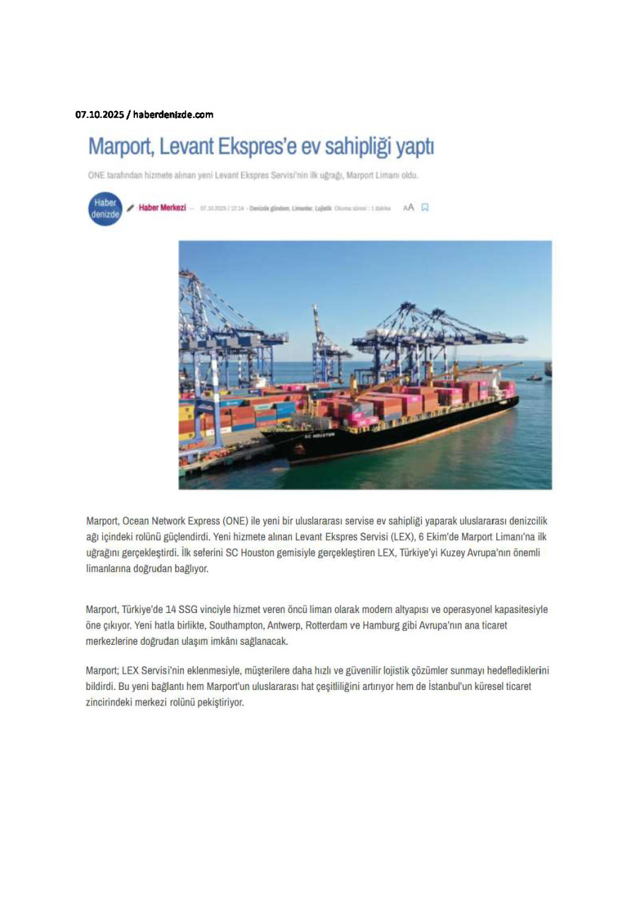 Marport, Levant Ekspres'e Ev Sahipliği Yaptı