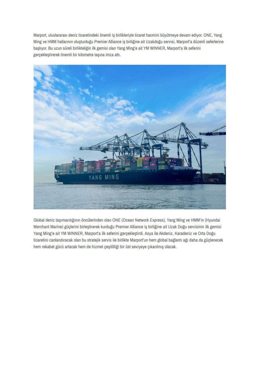 İlk Premier Alliance gemisi Marport'ta