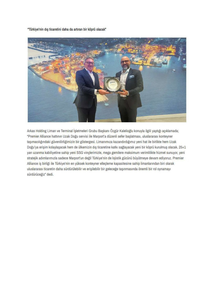 İlk Premier Alliance gemisi Marport'ta