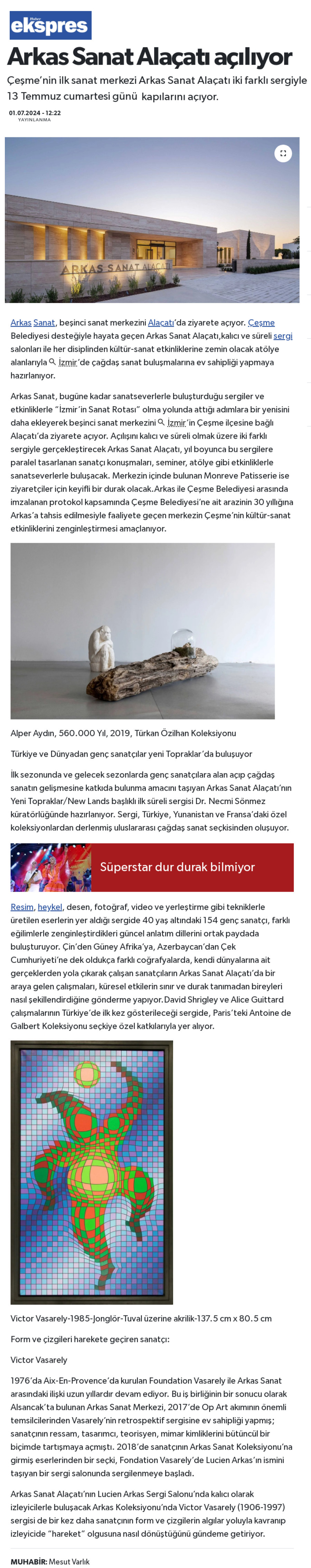 Arkas Sanat Alaçatı açılıyor 