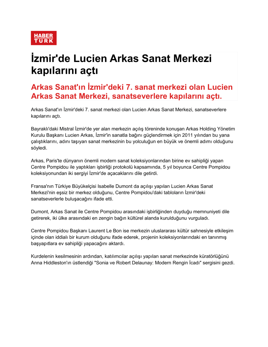 İzmir'de Lucien Arkas Sanat Merkezi Kapılarını Açtı