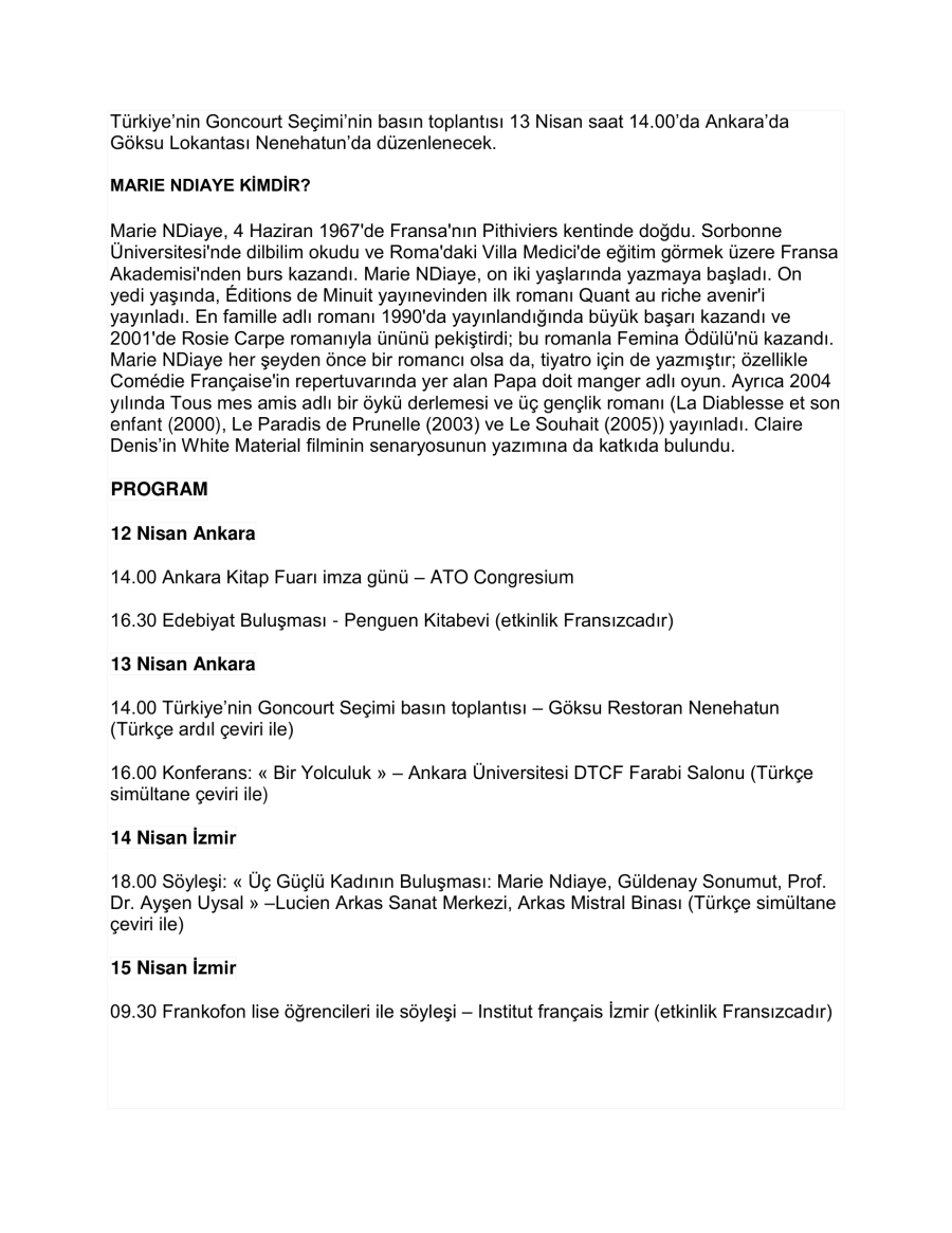 Goncourt Ödüllü Marie Ndiaye İzmir'e Geliyor