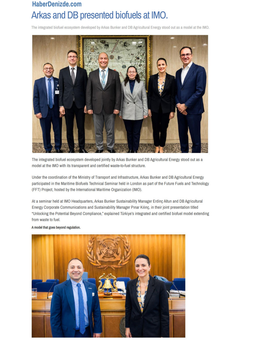 Arkas And DB Presented Biofuels At IMO